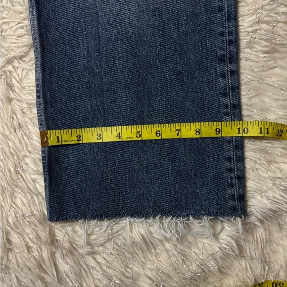 Zara Blue Medium Wash Wide Leg Raw Hem Jeans Size 8 - Picture 10 of 15